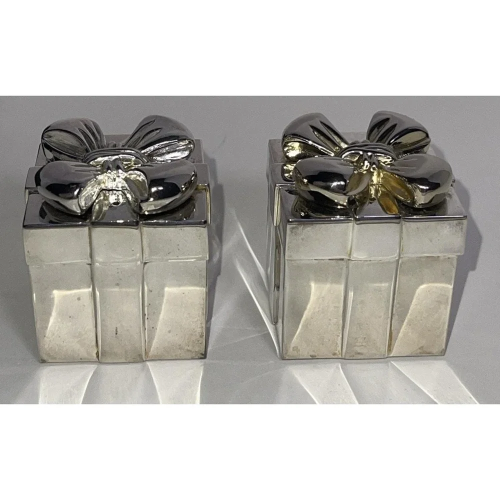VTG Neiman Marcus Godinger Silver Plate Gift Box Salt Pepper Shaker Felt‎ Bottom